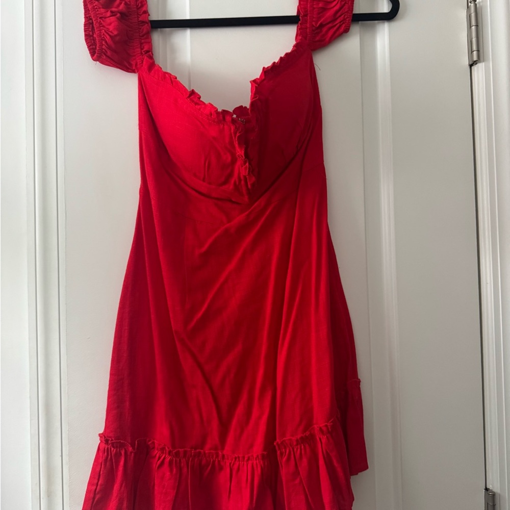 Fashion Nova Bright Red Ruffled Mini Dress